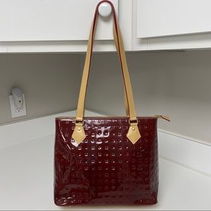 EUC Arcadia Burgundy Patent Leather Tote